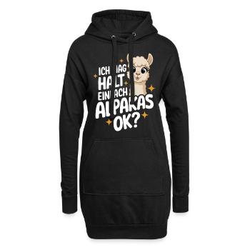 Alpaga lama alpaga animal - Sweat-shirt à capuche long Femme - noir - Devant
