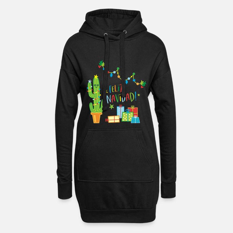 Feliz Navidad Kaktus Weihnachtspullover - Hoodie-Kleid - Schwarz