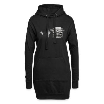 Cadeau machine à écrire Heartbeat - Sweat-shirt à capuche long Femme - noir - Devant
