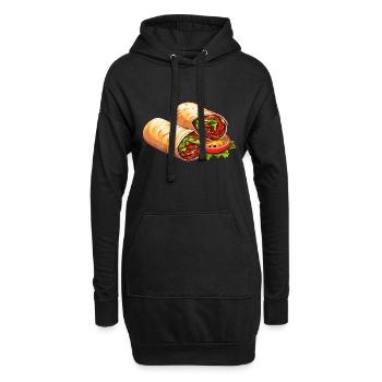 Délicatesse savoureuse : Döner Dürüm Wrap - Sweat-shirt à capuche long Femme - noir - Devant
