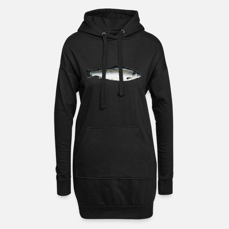 Lachs - Hoodie-Kleid - Schwarz