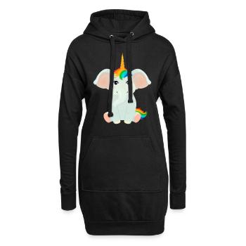 Elephant Unicorn - Hoodie-Kleid - Schwarz - Vorne
