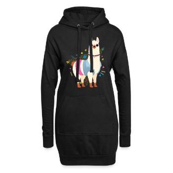 90s Style Llama - Sweat-shirt à capuche long Femme - noir - Devant