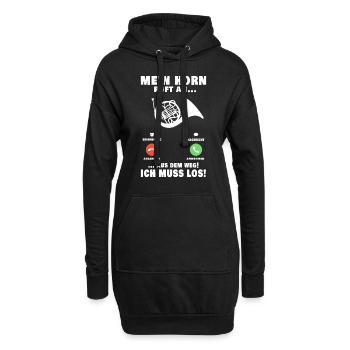 Hornist Telefon Horn Waldhorn Anruf Musiker - Hoodie-Kleid - Schwarz - Vorne