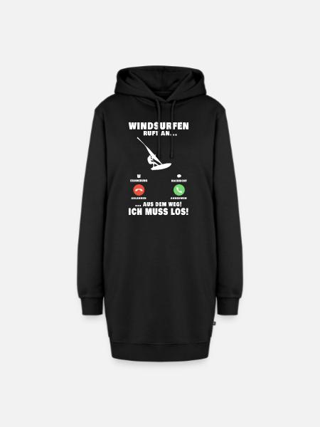 Windsurfen ruft an Windsurfer Windsurfing Windsurf - Hoodie-Kleid - Schwarz