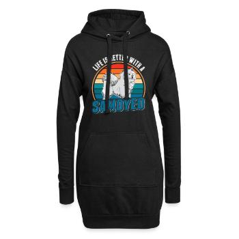 Life is better with a Samoyed Samojede Samojeden - Sweat-shirt à capuche long Femme - noir - Devant