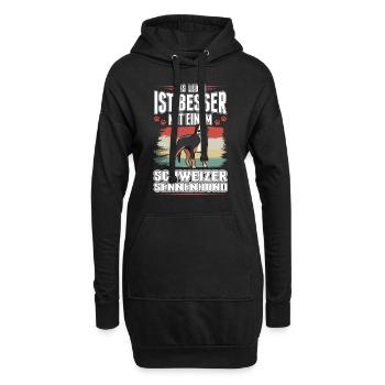 Großer Schweizer Sennenhund - Hoodie-Kleid - Schwarz - Vorne
