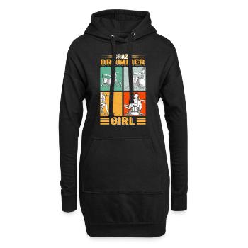 Crazy Drummer Girl Schlagzeug Schlagzeuger - Hoodie-Kleid - Schwarz - Vorne