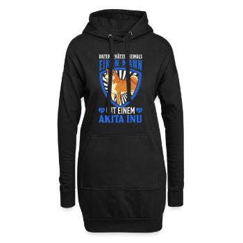 Akita Inu Mann - Hoodie-Kleid - Schwarz - Vorne