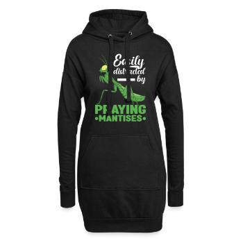 Easily distracted by Praying Mantises Fangschrecke - Hoodie-Kleid - Schwarz - Vorne