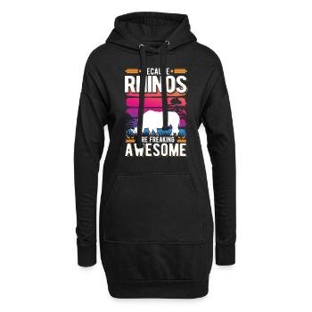 Because Rhinos are freaking awesome Nashorn - Hoodie-Kleid - Schwarz - Vorne