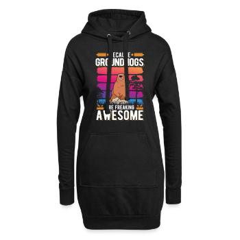 Murmeltier Marmot Waldmurmeltier - Hoodie-Kleid - Schwarz - Vorne