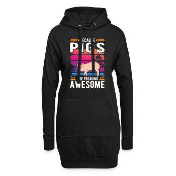 Because Pigs are freaking awesome Schweine - Hoodie-Kleid - Schwarz - Vorne