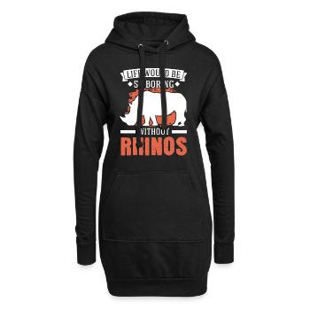 Life would be so boring without Rhinos Nashorn - Hoodie-Kleid - Schwarz - Vorne