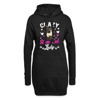 Crazy Siam Cat lady Siamkatze Mama - Hoodie-Kleid - Schwarz - Vorne