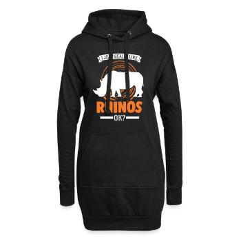 I just really like Rhinos Rhinozeros Nashorn - Hoodie-Kleid - Schwarz - Vorne