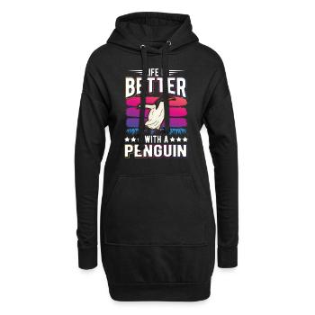 Life is better with a Penguin Pinguin - Hoodie-Kleid - Schwarz - Vorne