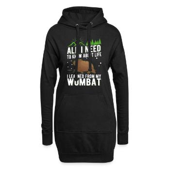 Australischer Wombat - Hoodie-Kleid - Schwarz - Vorne