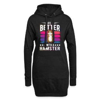 La vie est meilleure avec un Hamster Hamster Golden Hamster Hamster - Sweat-shirt à capuche long Femme - noir - Devant