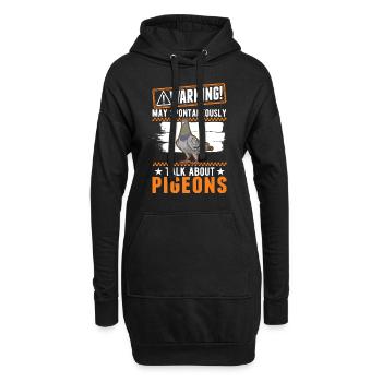 Warnung Taube Taubenzüchter Stadttaube - Hoodie-Kleid - Schwarz - Vorne