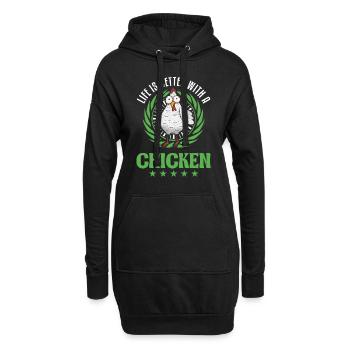 La vie est meilleure avec un poulet éleveur de poulets - Sweat-shirt à capuche long Femme - noir - Devant