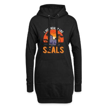 J’aime vraiment Seal Sea Lion Seal - Sweat-shirt à capuche long Femme - noir - Devant