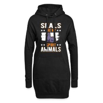 Phoque animal lion de mer - Sweat-shirt à capuche long Femme - noir - Devant
