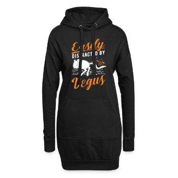 Easily distracted by Degus - Hoodie-Kleid - Schwarz - Vorne