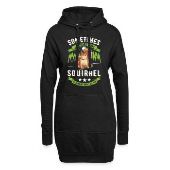 Écureuil Cadeau Écureuil Gris - Sweat-shirt à capuche long Femme - noir - Devant