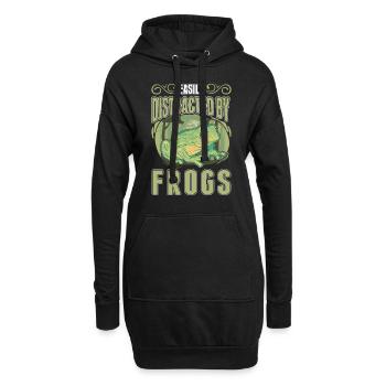 Easily distracted by Frogs Frosch - Hoodie-Kleid - Schwarz - Vorne
