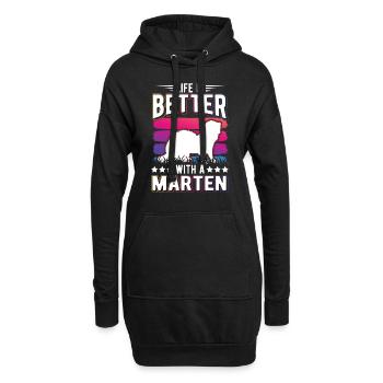 Das Leben ist besser mit Marder Nerz Baummarder - Hoodie-Kleid - Schwarz - Vorne