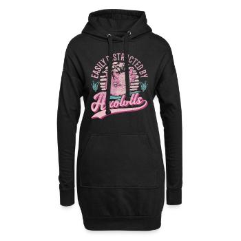 Facilement distrait par l’amphibien à queue d’Axolotl - Sweat-shirt à capuche long Femme - noir - Devant