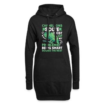 Caméléon Cadeau Caméléon - Sweat-shirt à capuche long Femme - noir - Devant