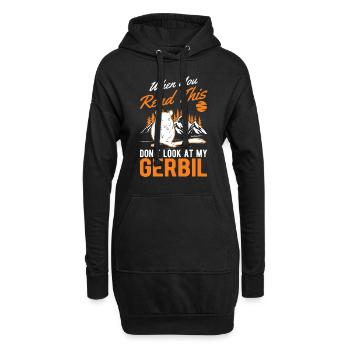 Gerbille Cadeau Rat de course mongol Gerbille - Sweat-shirt à capuche long Femme - noir - Devant