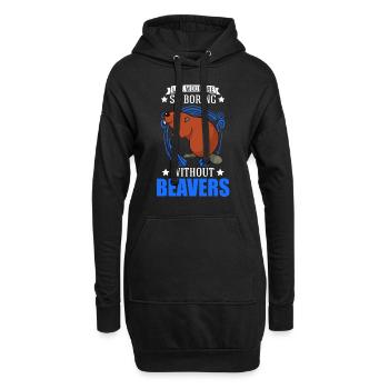 Biber Geschenk Biberdamm - Hoodie-Kleid - Schwarz - Vorne