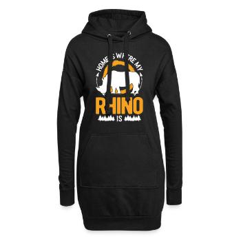 Zuhause ist wo mein Nashorn ist Rhino - Hoodie-Kleid - Schwarz - Vorne
