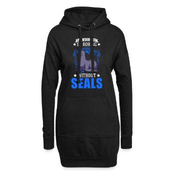 Cadeau de phoque Phoque Lion de mer - Sweat-shirt à capuche long Femme - noir - Devant