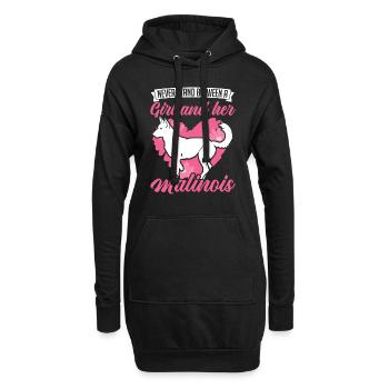 Malinois Fille Berger Belge - Sweat-shirt à capuche long Femme - noir - Devant