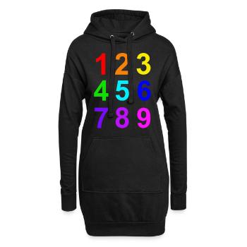 Zahlen 1 bis 9 Farben lernen - Hoodie-Kleid - Schwarz - Vorne