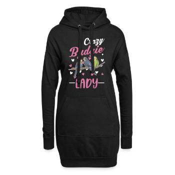 Crazy Budgerigar Mme Welli Parakeet - Sweat-shirt à capuche long Femme - noir - Devant