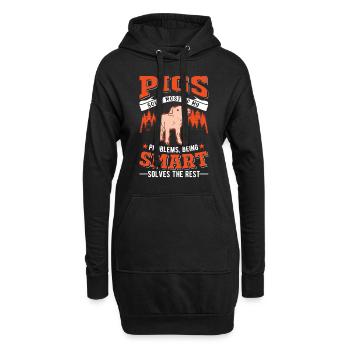 Porc Cadeau Agriculteur Cochon - Sweat-shirt à capuche long Femme - noir - Devant