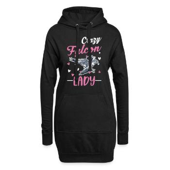 Verrückte Falken Frau - Hoodie-Kleid - Schwarz - Vorne