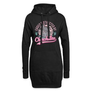 Easily distracted by Chinchillas - Hoodie-Kleid - Schwarz - Vorne