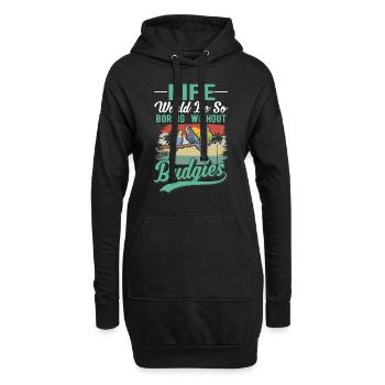 Cadeau de perruche Welli cockatiel - Sweat-shirt à capuche long Femme - noir - Devant