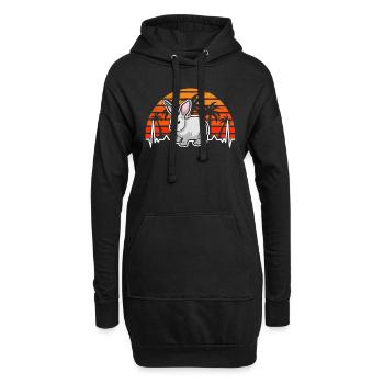 Lapin Heartbeat Lapin Rétro - Sweat-shirt à capuche long Femme - noir - Devant