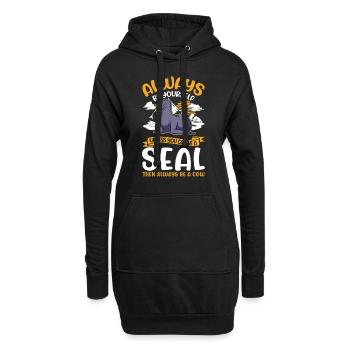 Cadeau de phoque Lion de mer Phoque Lion de mer - Sweat-shirt à capuche long Femme - noir - Devant