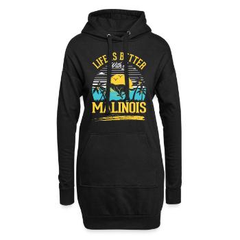 Das Leben ist besser mit einem Malinois - Hoodie-Kleid - Schwarz - Vorne