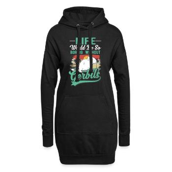 Gerbil Geschenk Mongolische Rennratte Rennmaus - Hoodie-Kleid - Schwarz - Vorne