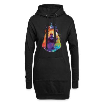 Capybara avec capybara couronne - Sweat-shirt à capuche long Femme - noir - Devant