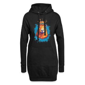Capybara avec capybara couronne - Sweat-shirt à capuche long Femme - noir - Devant
